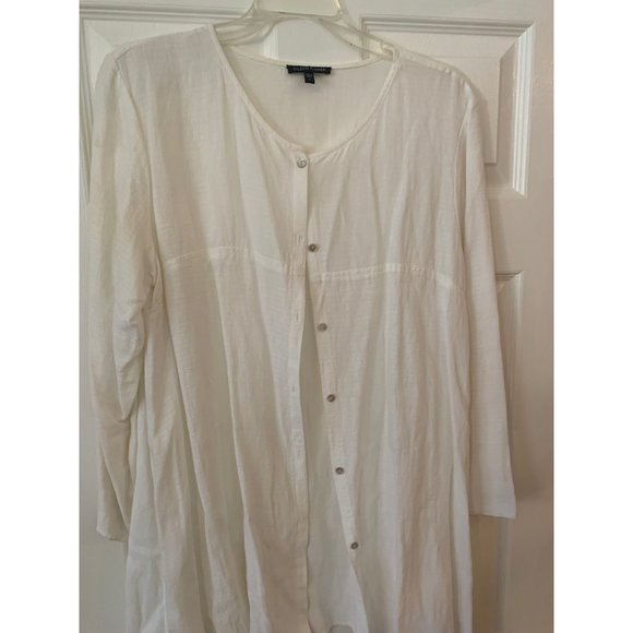 Eileen Fisher White Long Sleeve Button Down Top Small - Picture 3 of 7